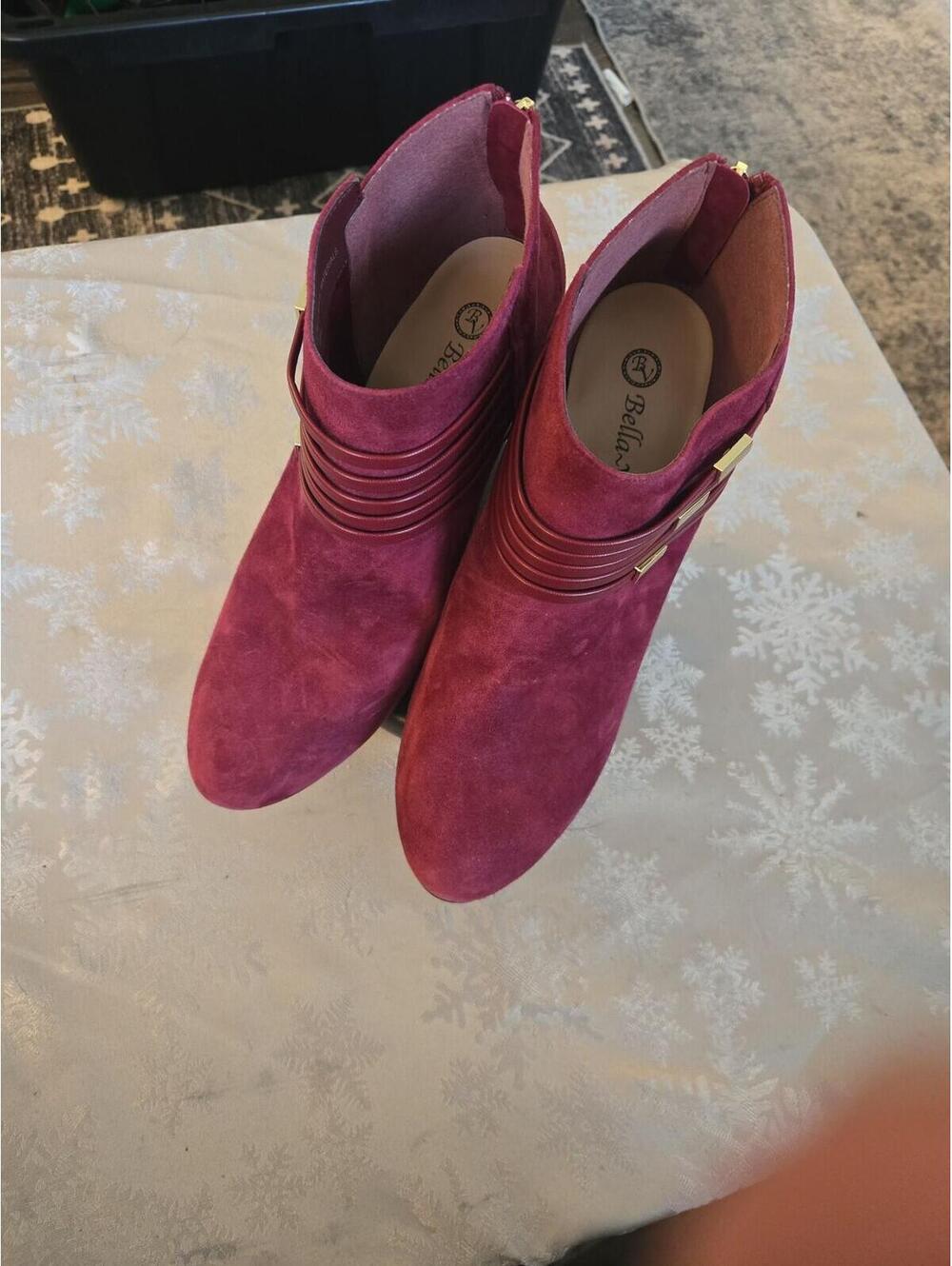 Bella Vita Burgundy Suede Leather Ankle Boots Size 8.5W